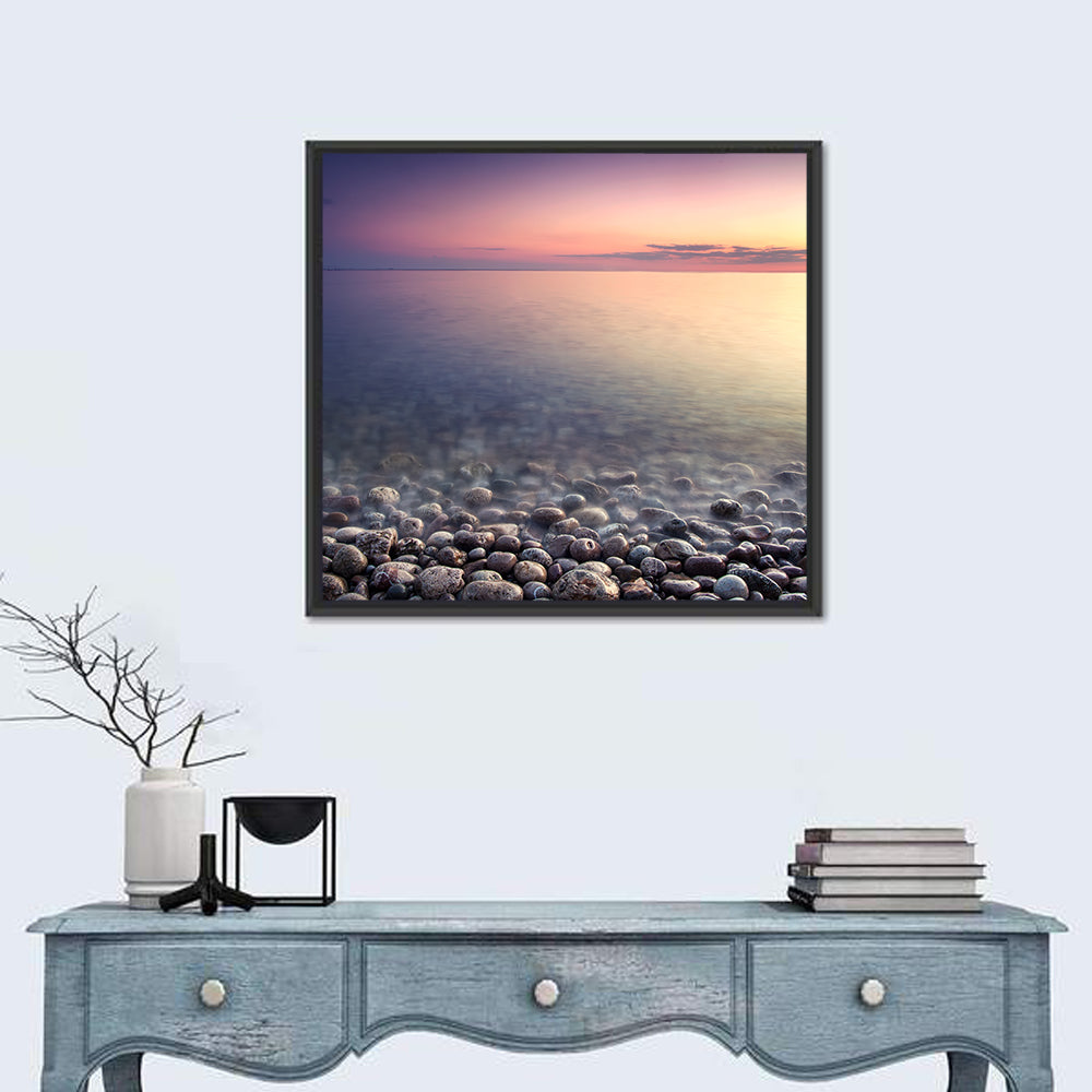 Pebbled Shore Sunset Wall Art