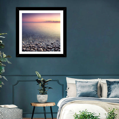 Pebbled Shore Sunset Wall Art