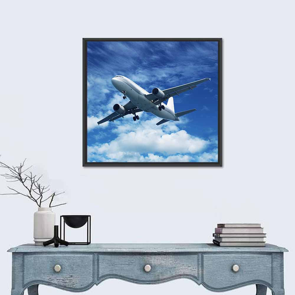 Passenger Airliner in Blue Sky Wall Art