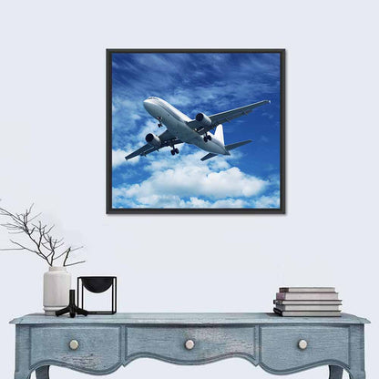 Passenger Airliner in Blue Sky Wall Art