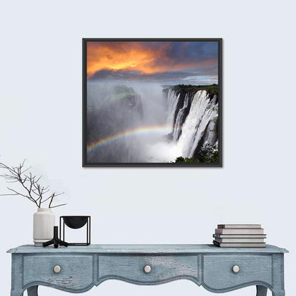 Victoria Falls Rainbow at Dusk Wall Art