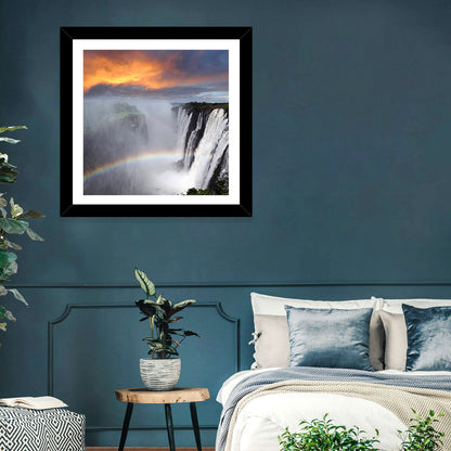 Victoria Falls Rainbow at Dusk Wall Art