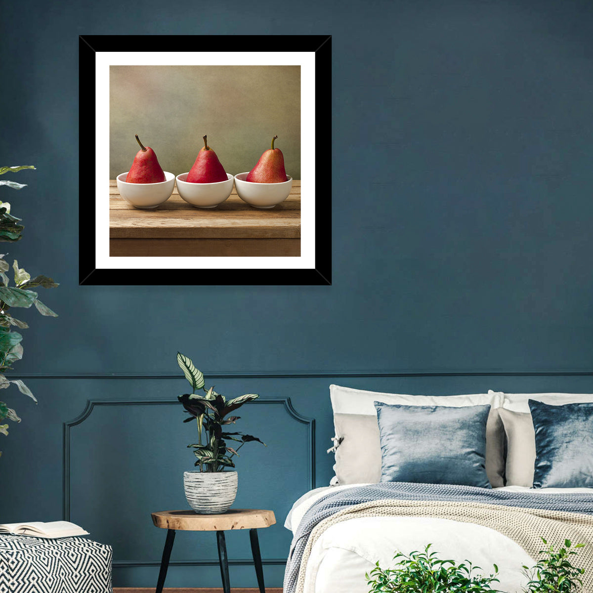 Three Red Pears in Bowls Wall Art