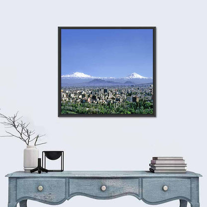 Mexico City Skyline with Volcanoes Wall Art