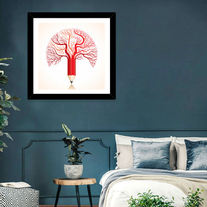 Knowledge Tree Pencil Illustration Wall Art