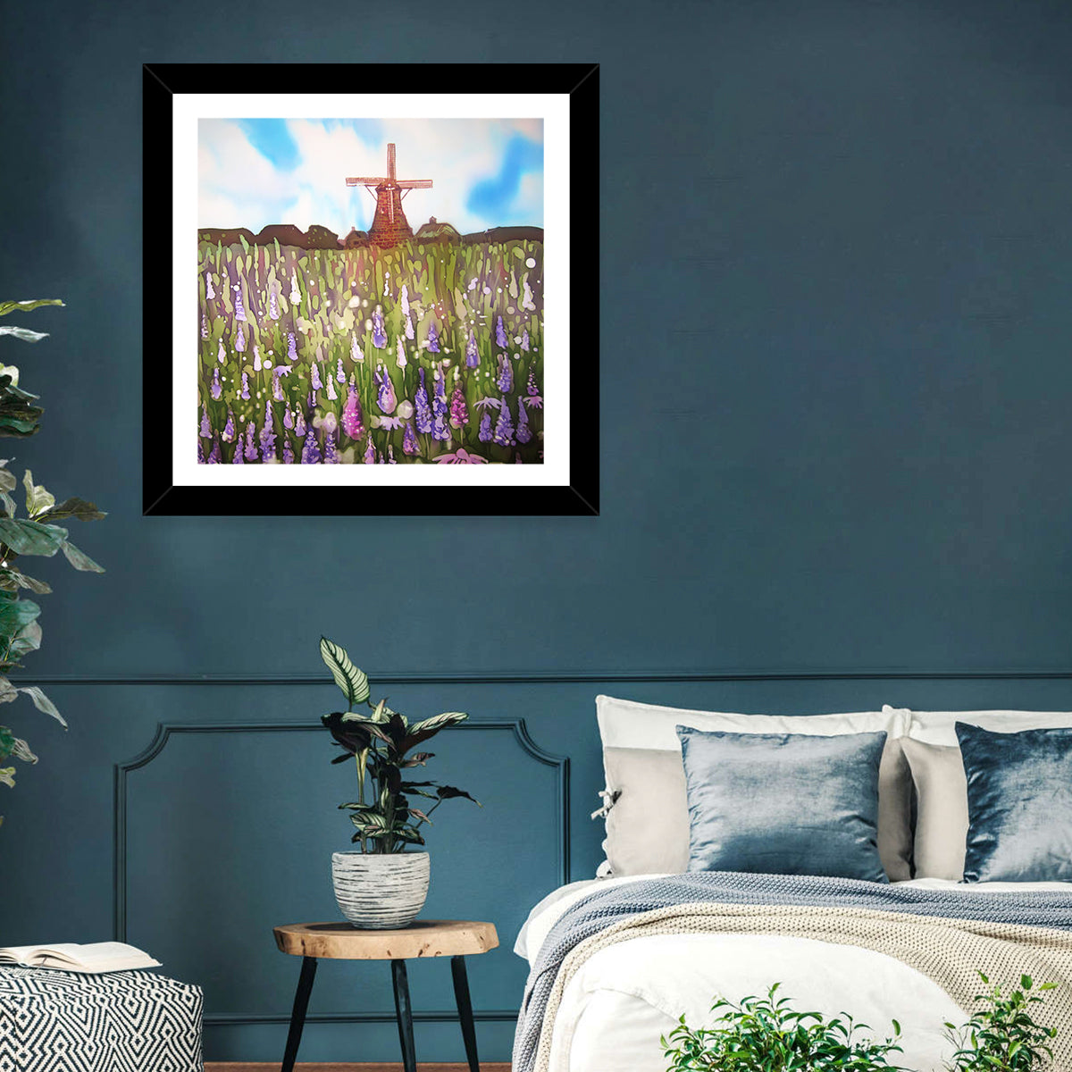 Windmill in Floral Field Wall Art