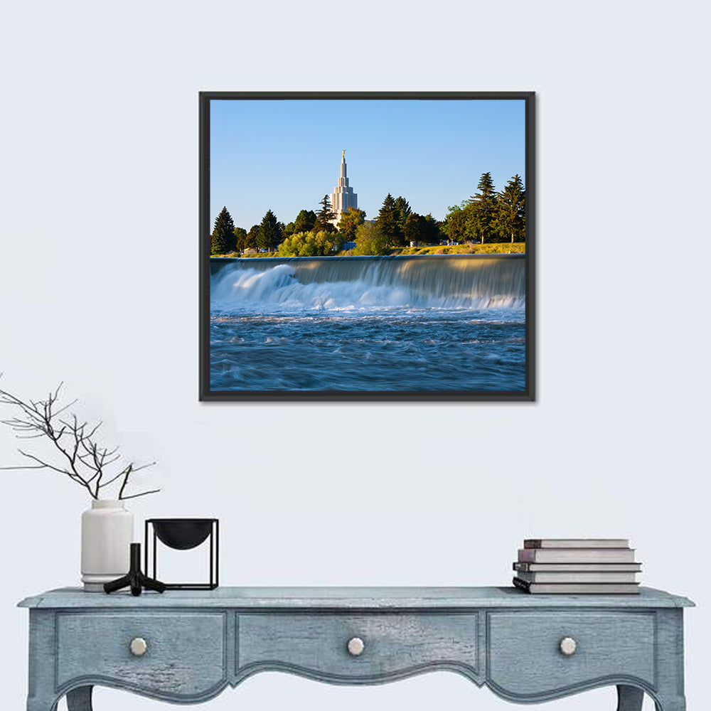 Idaho Falls Temple and Waterfall Wall Art