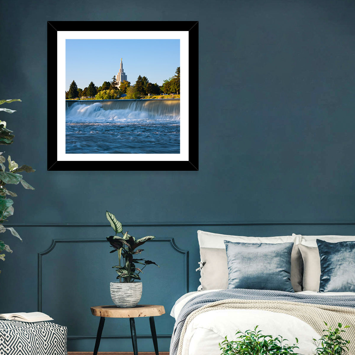 Idaho Falls Temple and Waterfall Wall Art
