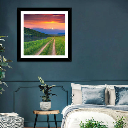 Sunset Path to Mountain Lake Wall Art