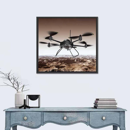Spy Drone Over Arid Landscape Wall Art