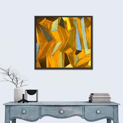 Golden Blocks Abstract Wall Art