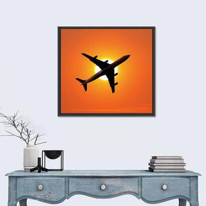 Sunrise Airplane Silhouette Wall Art