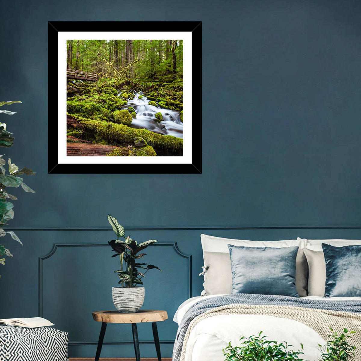 Mossy Cascade Forest Stream Wall Art