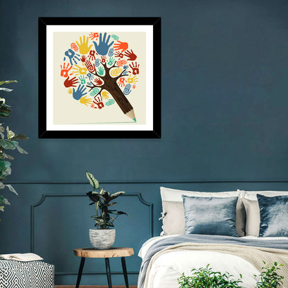 Handprint Tree Illustration Wall Art