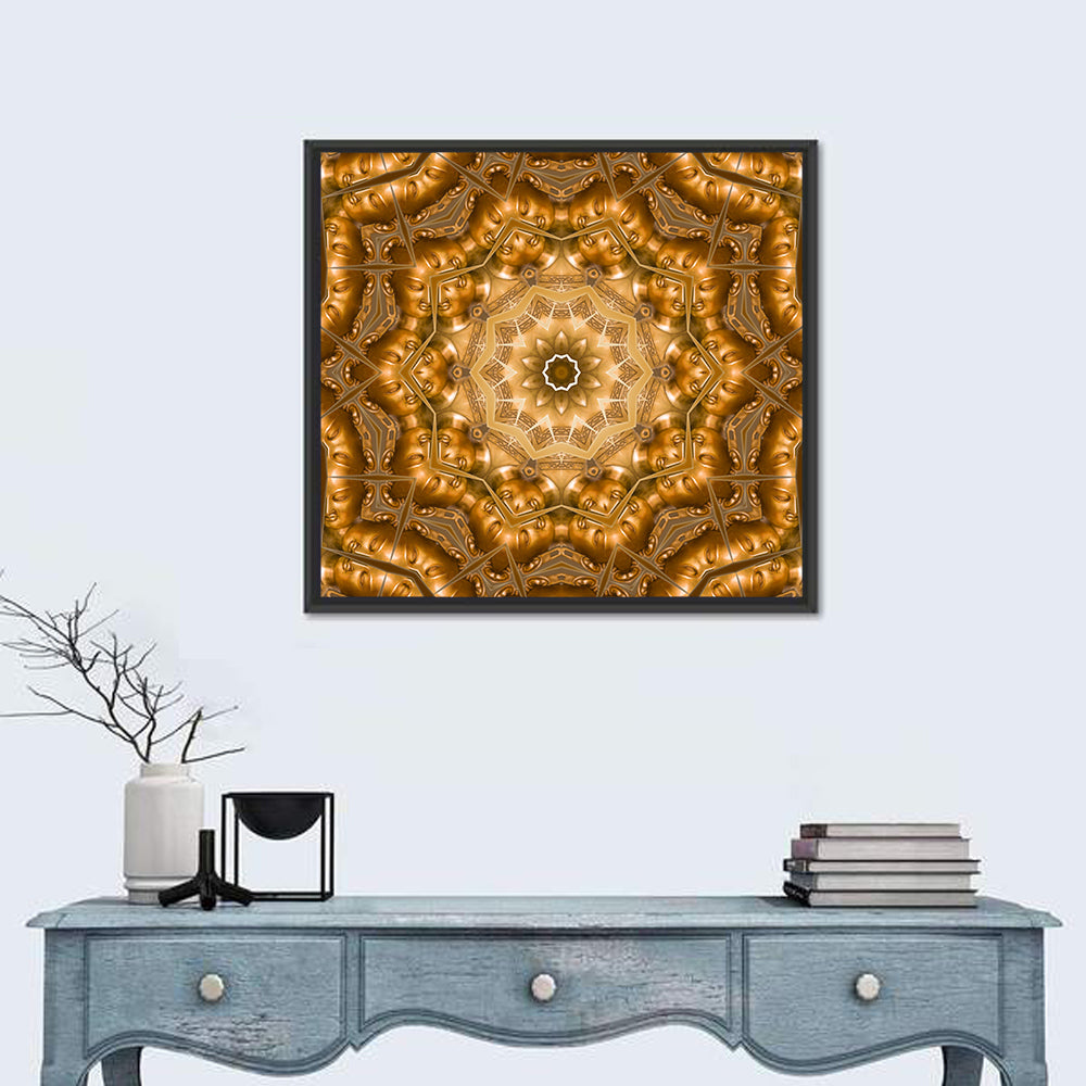 Golden Buddha Mandala Kaleidoscope Pattern Wall Art