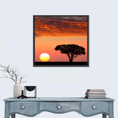 Serengeti Sunset Silhouette Wall Art