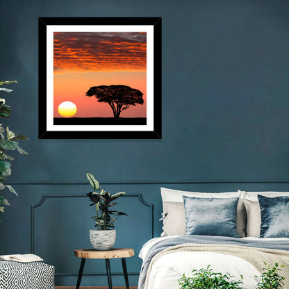 Serengeti Sunset Silhouette Wall Art