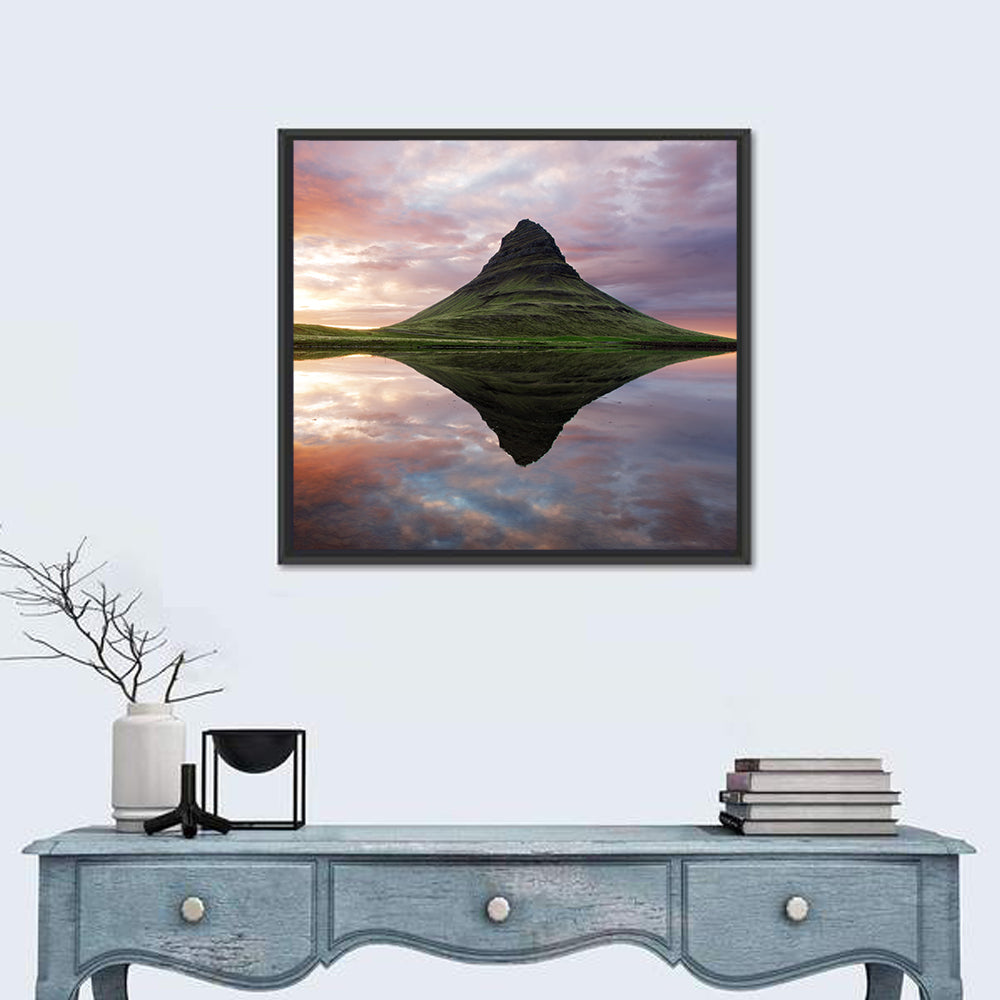 Kirkjufell Sunset Reflection Wall Art