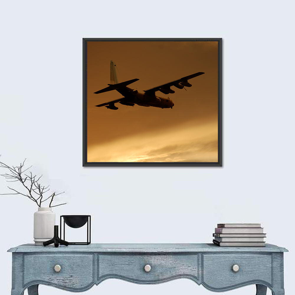 Turboprop Military Transport Silhouette Wall Art