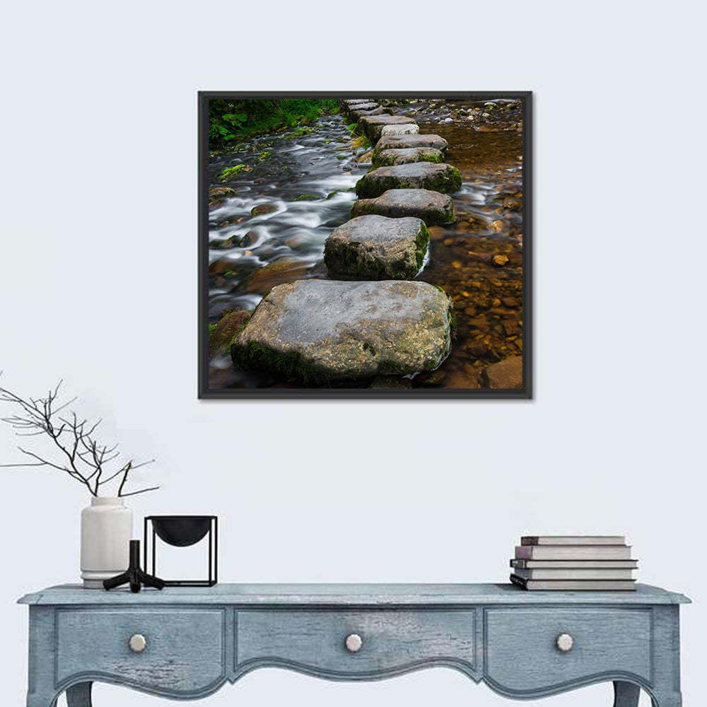 Mossy Stepping Stones Over Stream Wall Art