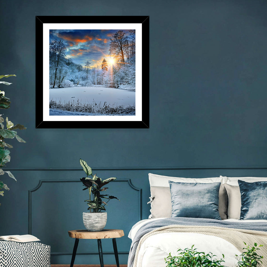 Frozen Forest Lake Wall Art