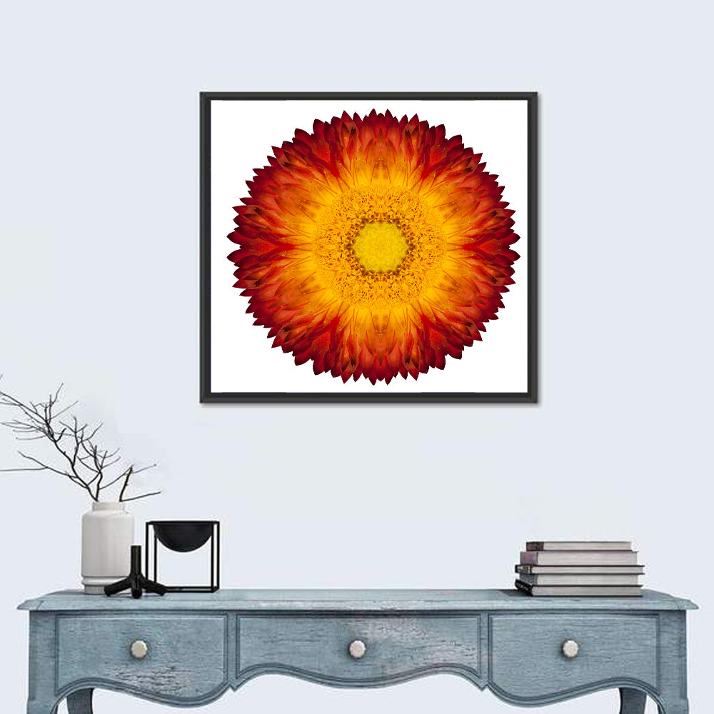 Kaleidoscopic Strawflower Mandala Wall Art