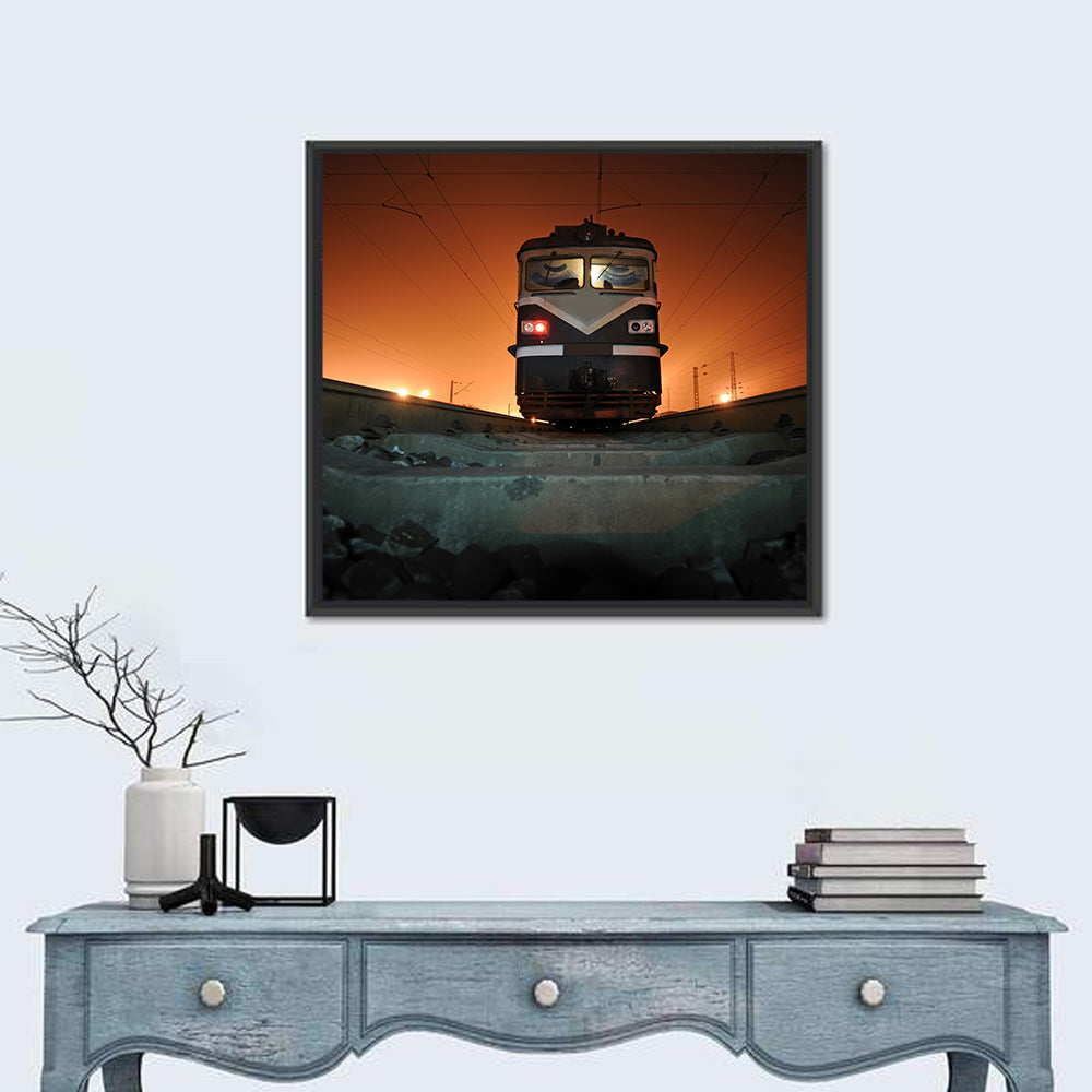 Cinematic Night Electric Locomotive Wall Art
