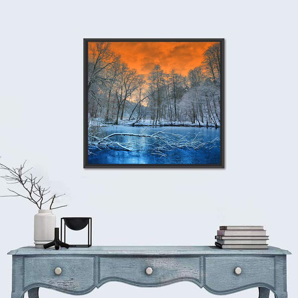 Winter Forest Lake Wall Art