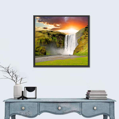 Skógafoss at Sunset Wall Art