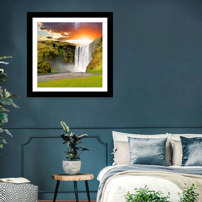 Skógafoss at Sunset Wall Art