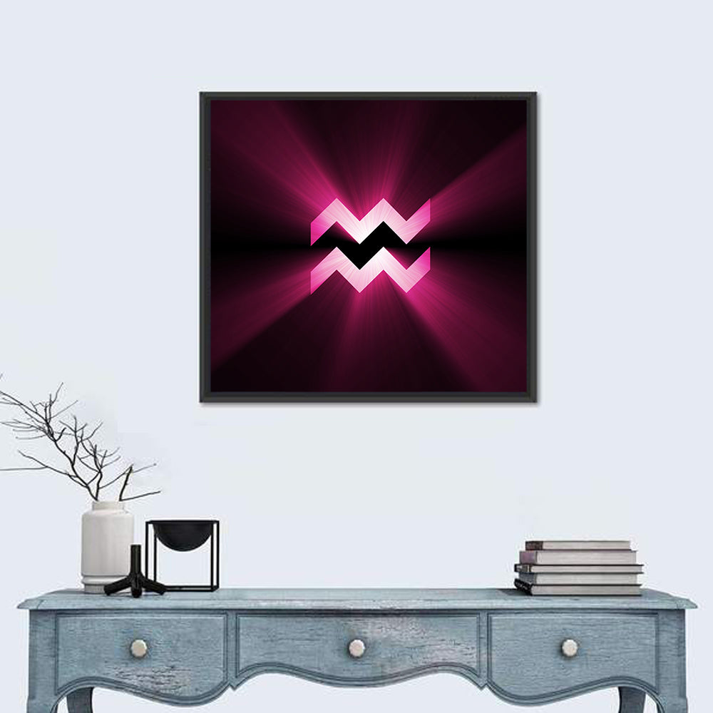 Magenta Aquarius Symbol Wall Art