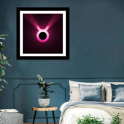 Glowing Pink Taurus Symbol Wall Art
