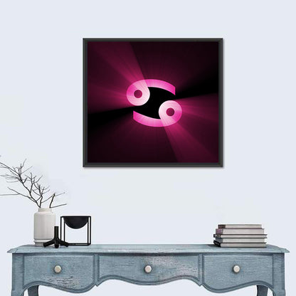 Glowing Pink Cancer Symbol Wall Art