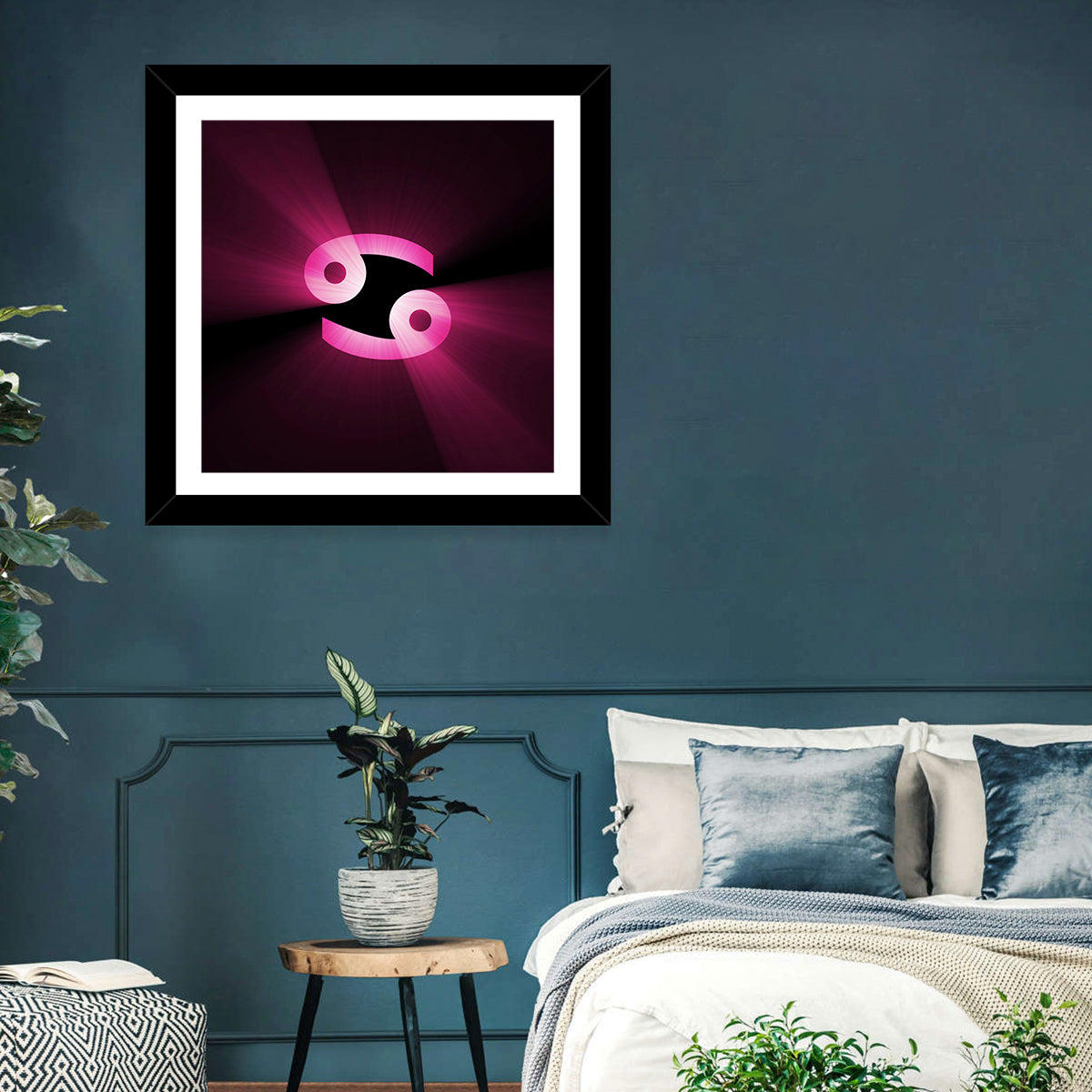 Glowing Pink Cancer Symbol Wall Art
