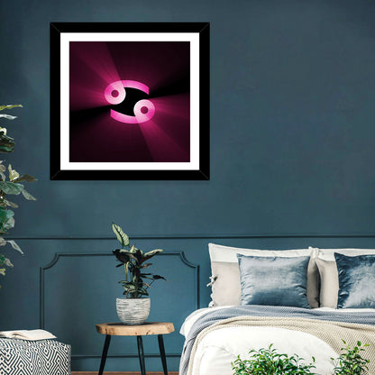 Glowing Pink Cancer Symbol Wall Art