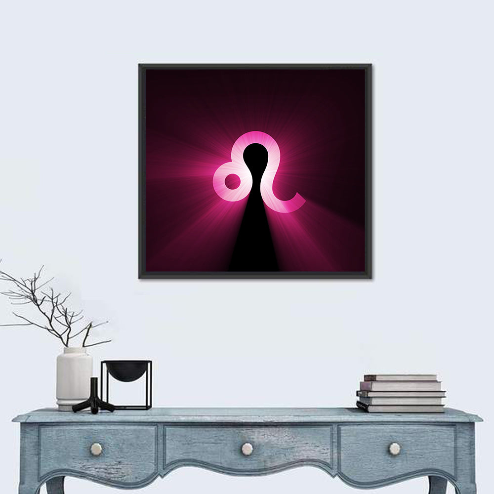 Glowing Magenta Leo Symbol Wall Art