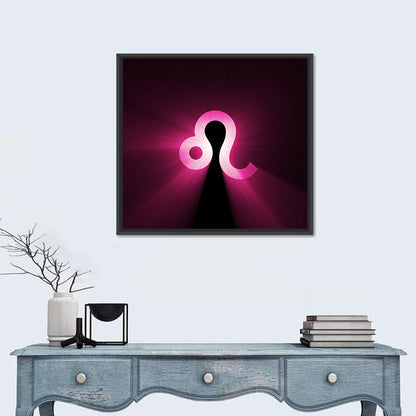Glowing Magenta Leo Symbol Wall Art