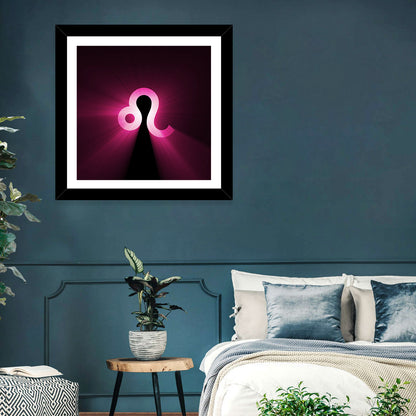 Glowing Magenta Leo Symbol Wall Art