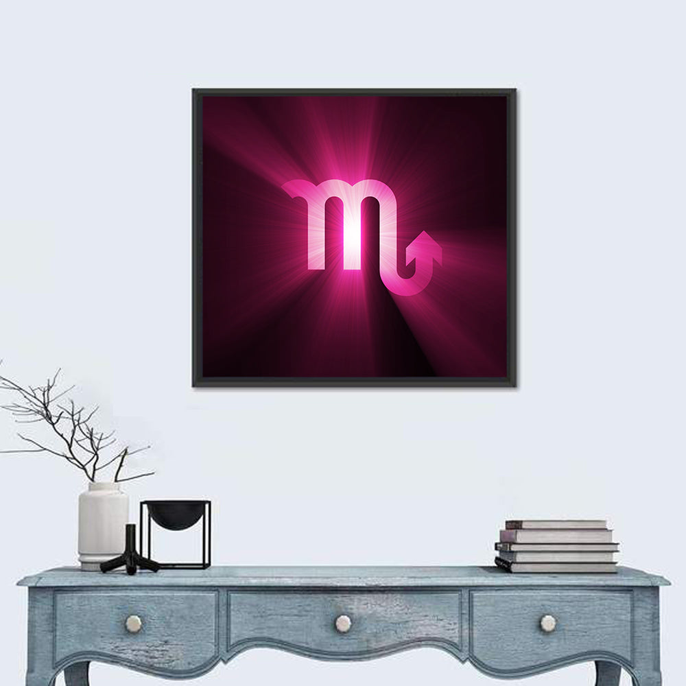 Scorpio Glyph with Magenta Burst Wall Art