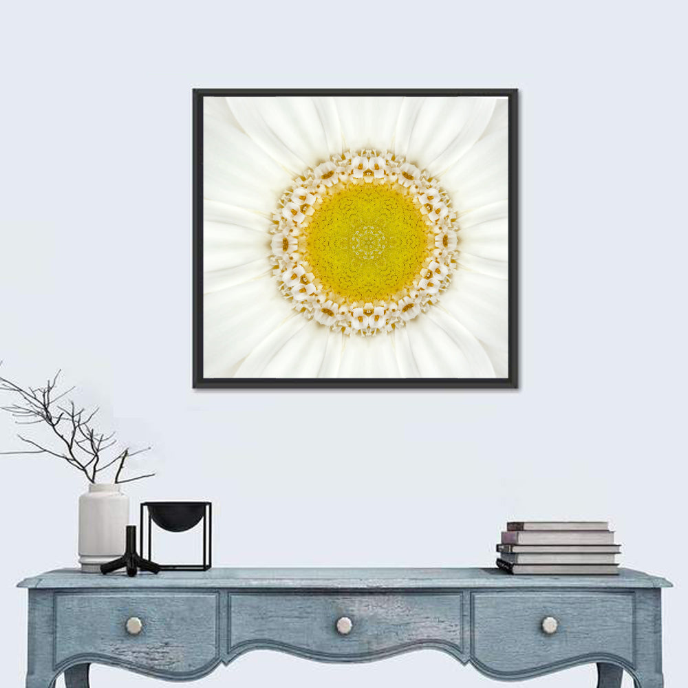 White Flower Mandala Kaleidoscope Wall Art