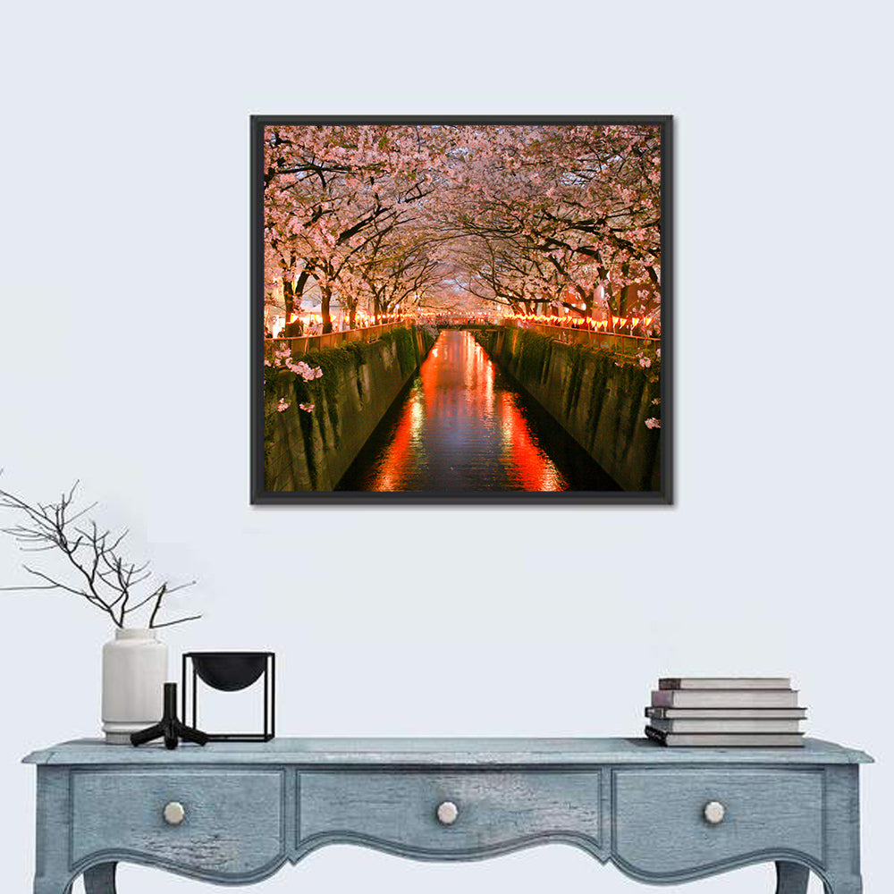 Meguro River Cherry Blossoms Wall Art