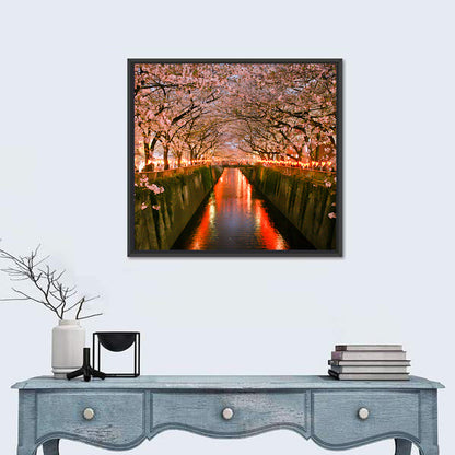 Meguro River Cherry Blossoms Wall Art