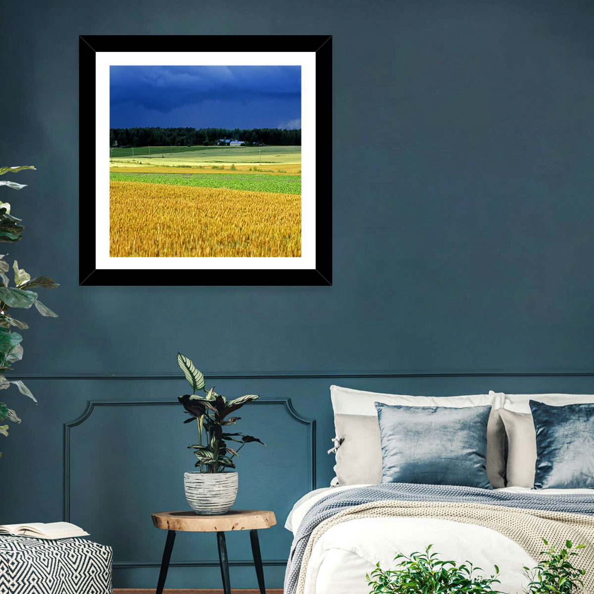 Cornfields Under Stormy Sky Wall Art