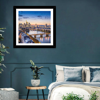 Frankfurt Twilight Skyline Wall Art