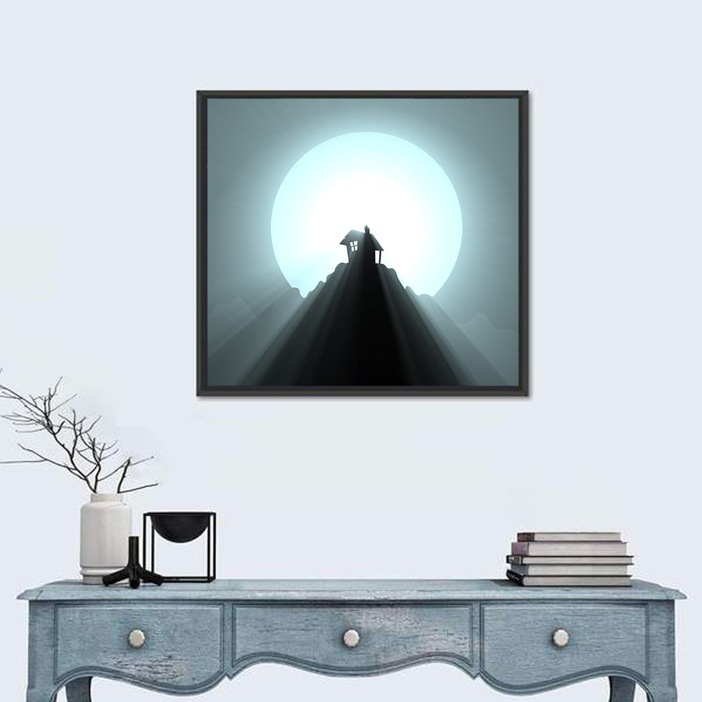 Moonlit Mountain Hut Wall Art