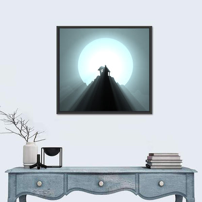 Moonlit Mountain Hut Wall Art