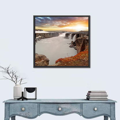 Selfoss Waterfall at Sunset Wall Art