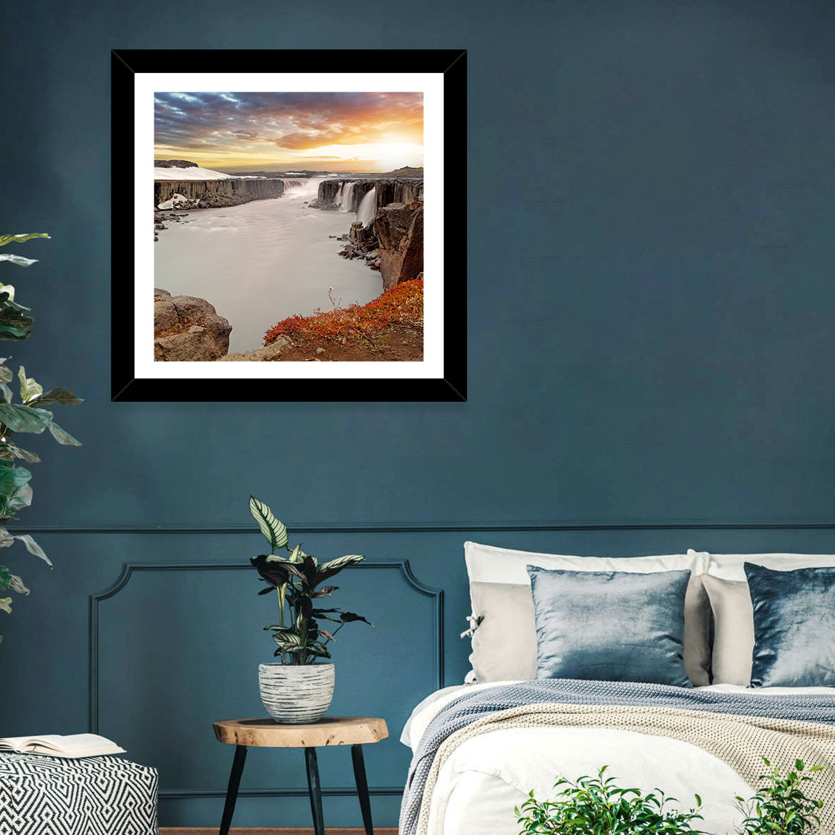 Selfoss Waterfall at Sunset Wall Art