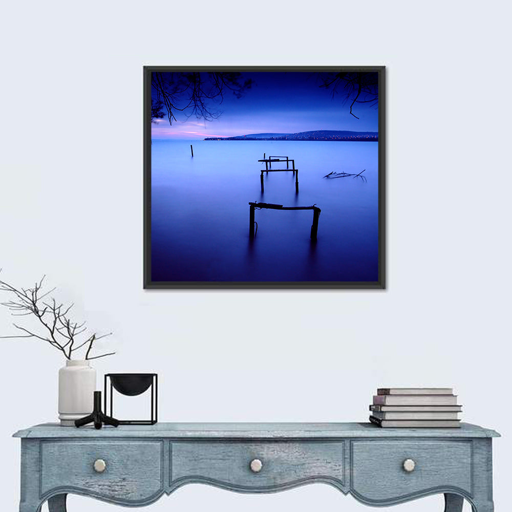 Lake Balaton at Twilight Wall Art in a room, square