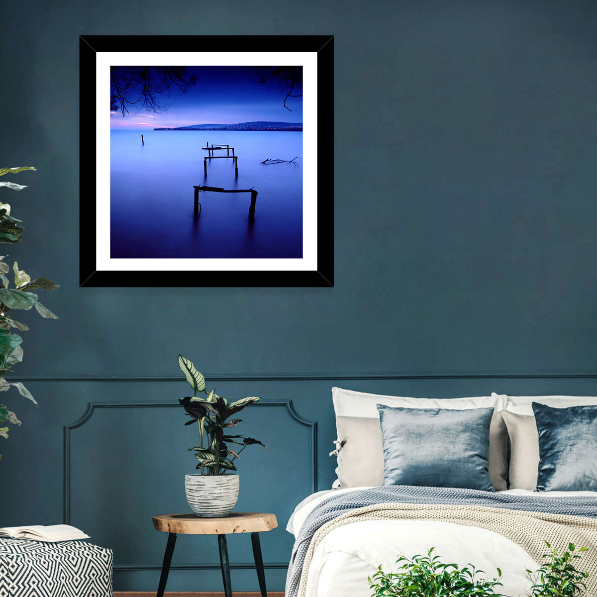 Lake Balaton at Twilight Wall Art in a room, square